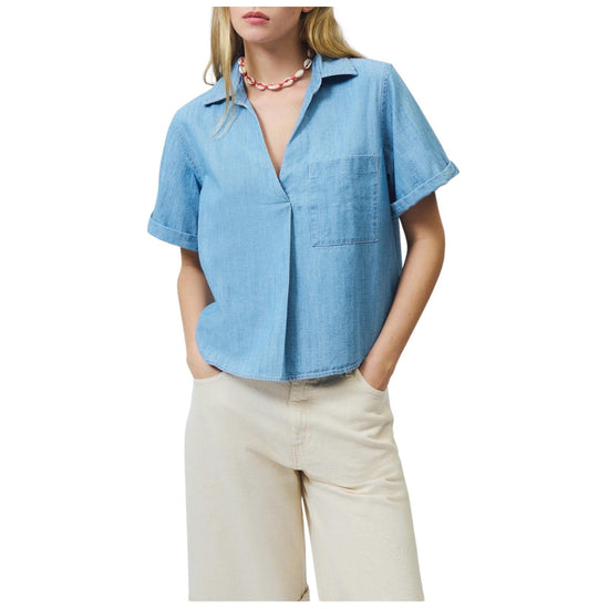 Camicia Republic in chambray Bleach RND90294CQ310102 C0090 ROY ROGER'S 