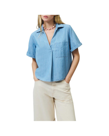 Camicia Republic in chambray Bleach RND90294CQ310102 C0090 ROY ROGER'S 