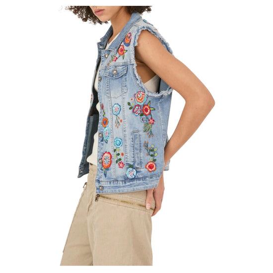 Gilet con ricami Denim D39V1346 DENIM SOUVENIR 