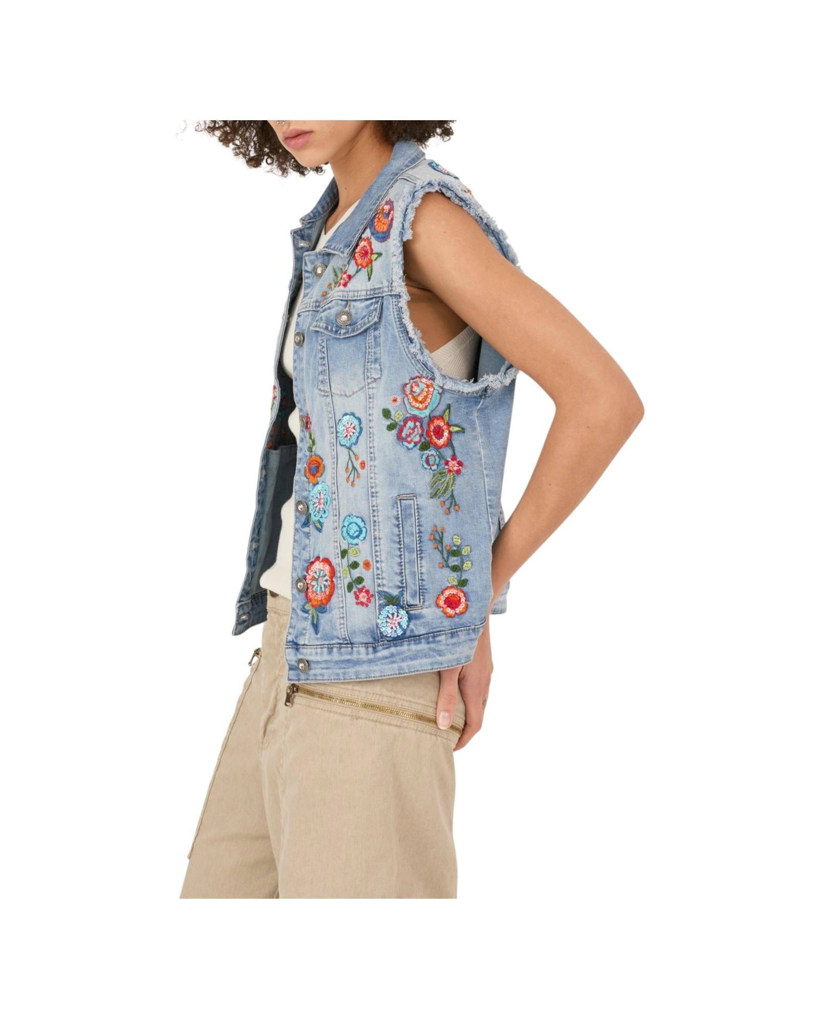 Gilet con ricami Denim D39V1346 DENIM SOUVENIR 