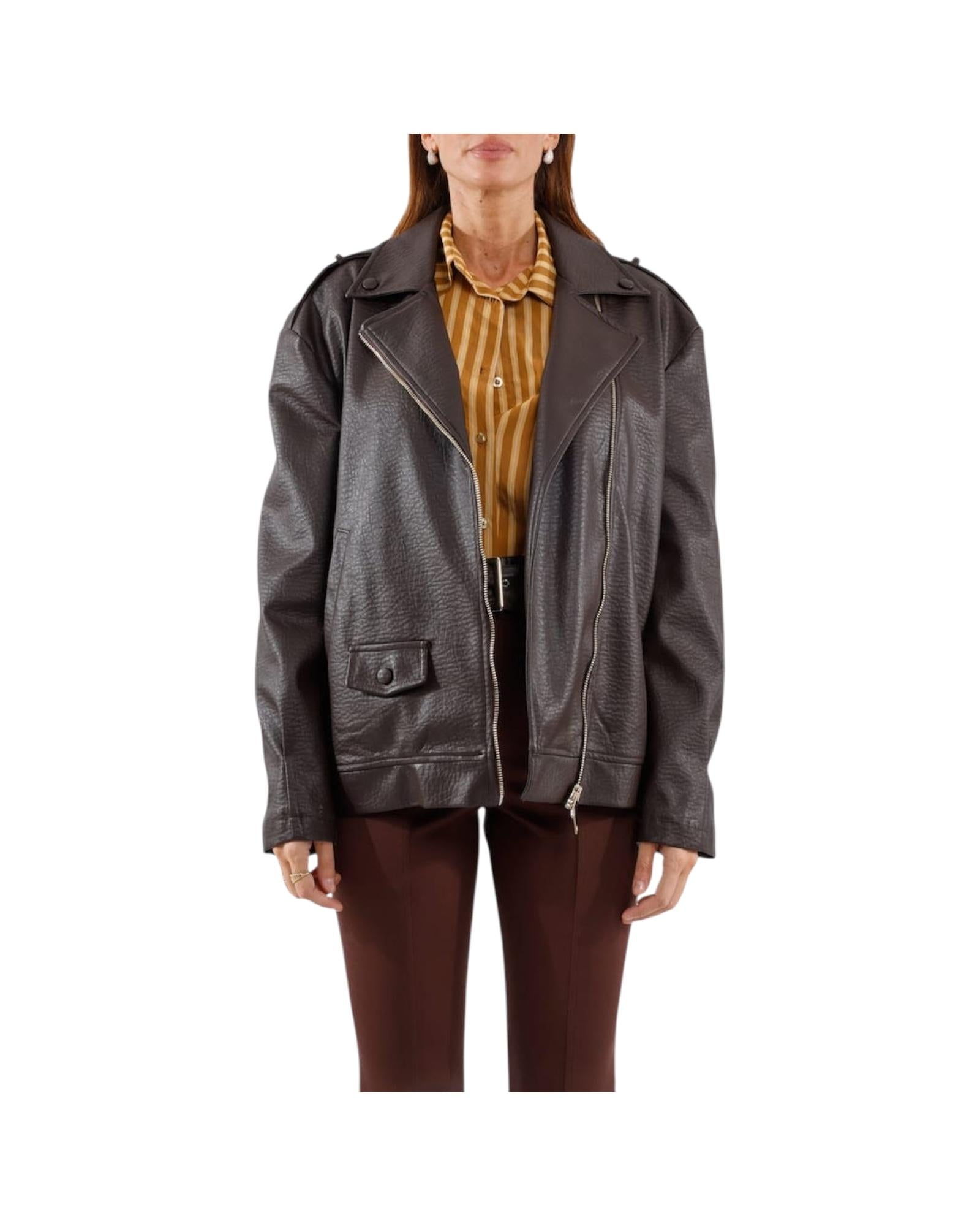 Giacca biker in ecopelle Moro KMI Q003 028 HAVEONE