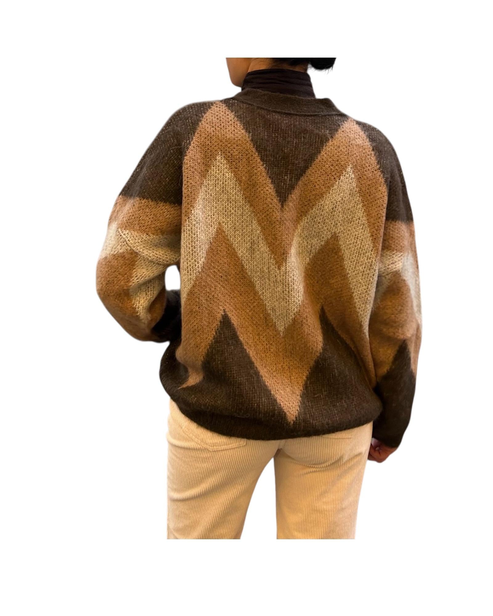 Cardigan a Rombi in Mohair Beige marrone 55116F BEIGE MARRONE VICOLO 