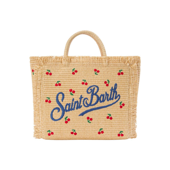 Borsa Colette in tessuto effetto paglia con ricami ciliegie COL0017 00345L MC2 SAINT BARTH 