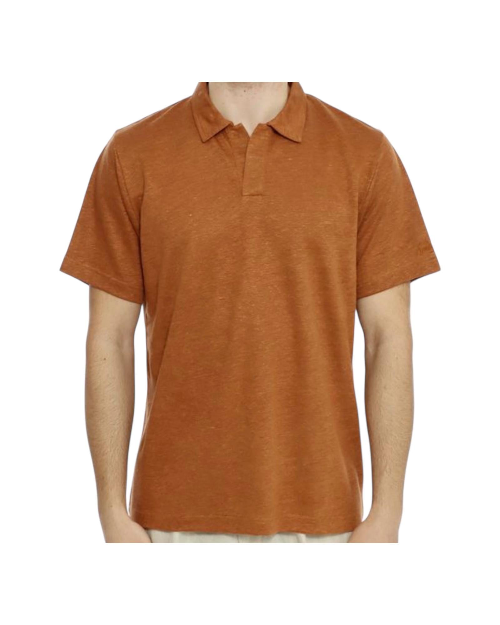 Polo in lino Tobacco FRS0001 00086H MC2 SAINT BARTH