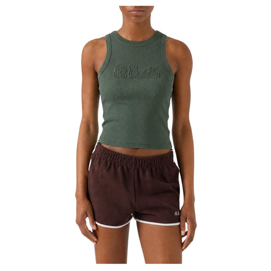Canotta a costine Verde con Patch logo AAD002 00470L MC2 SAINT BARTH 
