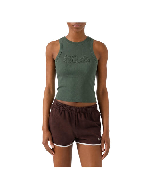 Canotta a costine Verde con Patch logo AAD002 00470L MC2 SAINT BARTH 