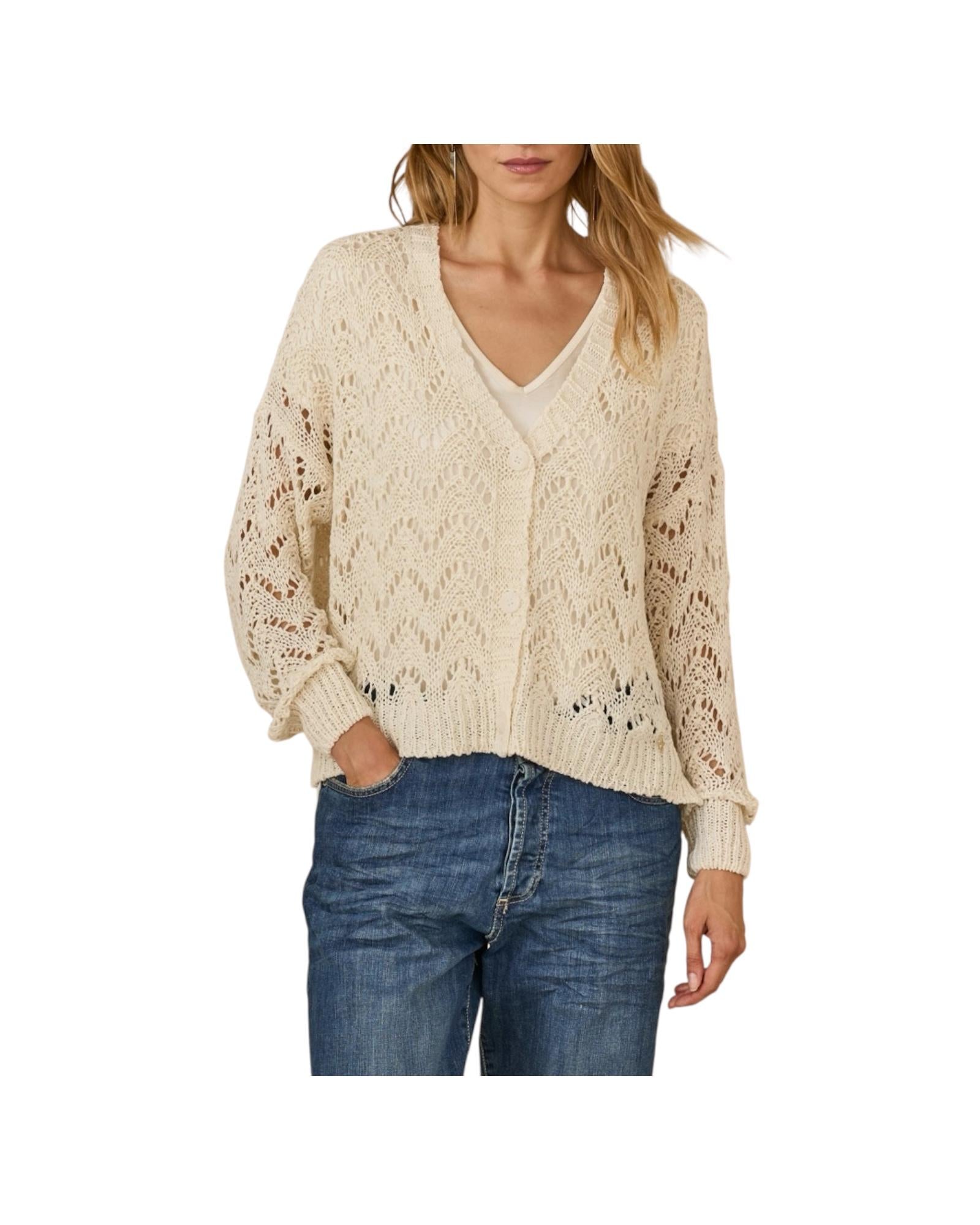 Cardigan in maglia Panna Z39R0183 PANNA SOUVENIR 
