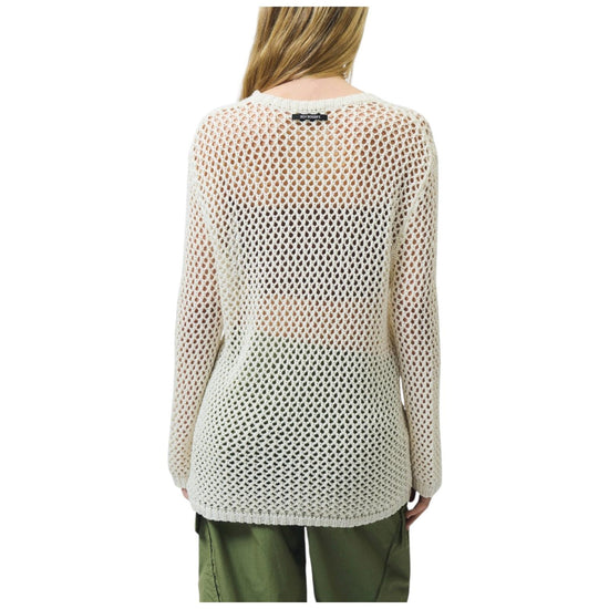 Maglia girocollo in mesh Cream RND559CR80XXXX C0067 ROY ROGER'S 