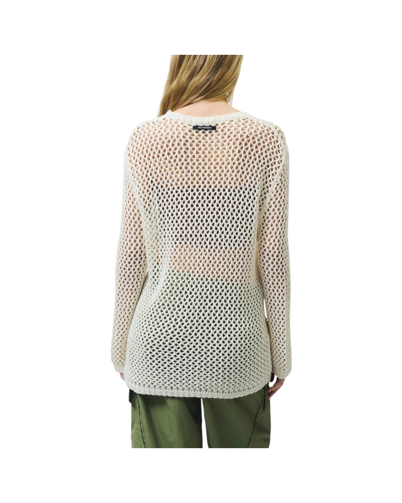 Maglia girocollo in mesh Cream RND559CR80XXXX C0067 ROY ROGER'S 