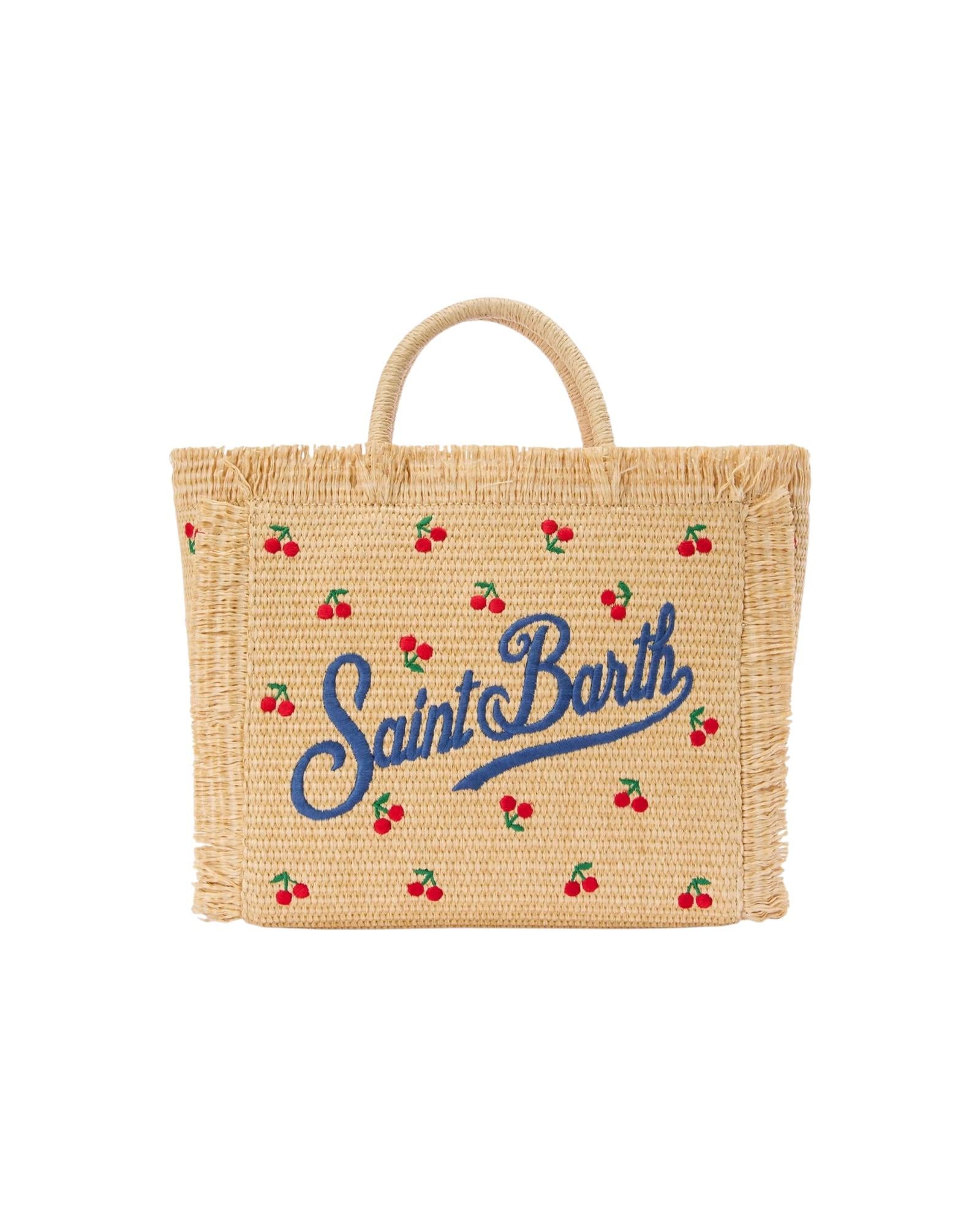 Borsa Colette in tessuto effetto paglia con ricami ciliegie COL0017 00345L MC2 SAINT BARTH