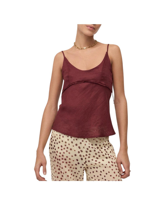Top in lino Merlot MSM DT9279 MERLOT OTTOD'AME 