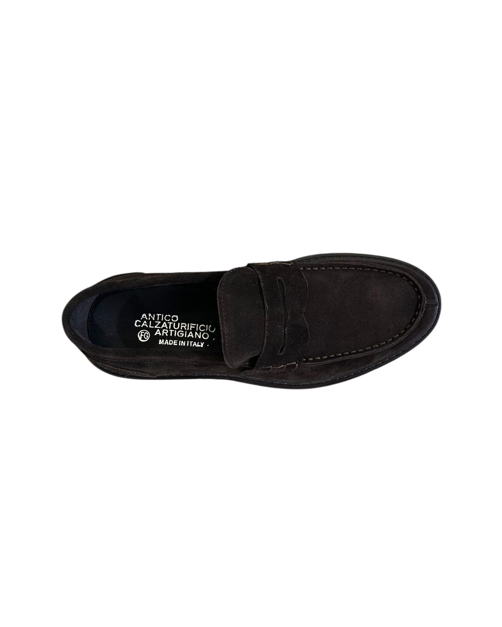 Mocassino in camoscio Testa di moro 30100 CAMOSCIO TDM Antico calzaturificio artigiano 