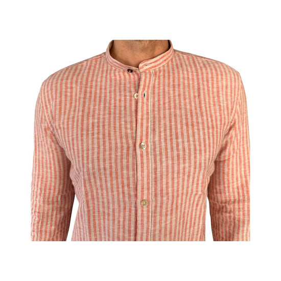 Camicia uomo misto lino a righe Rust AU25S06CA LINCOT366 RUST ALLEY DOCKS 
