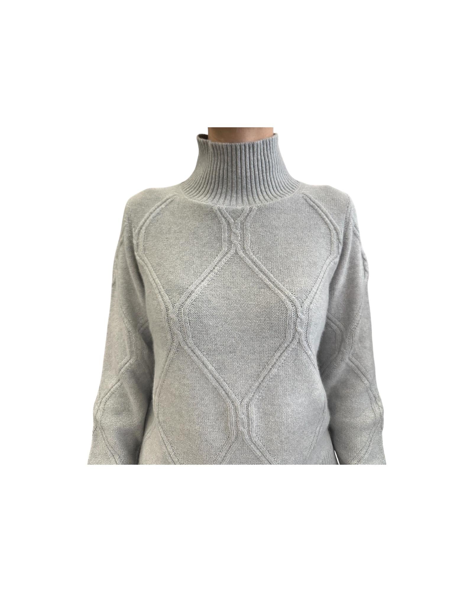 Maglione collo alto in Cashmere Grigio chiaro 97609 012 CAVALIERI MILANO 