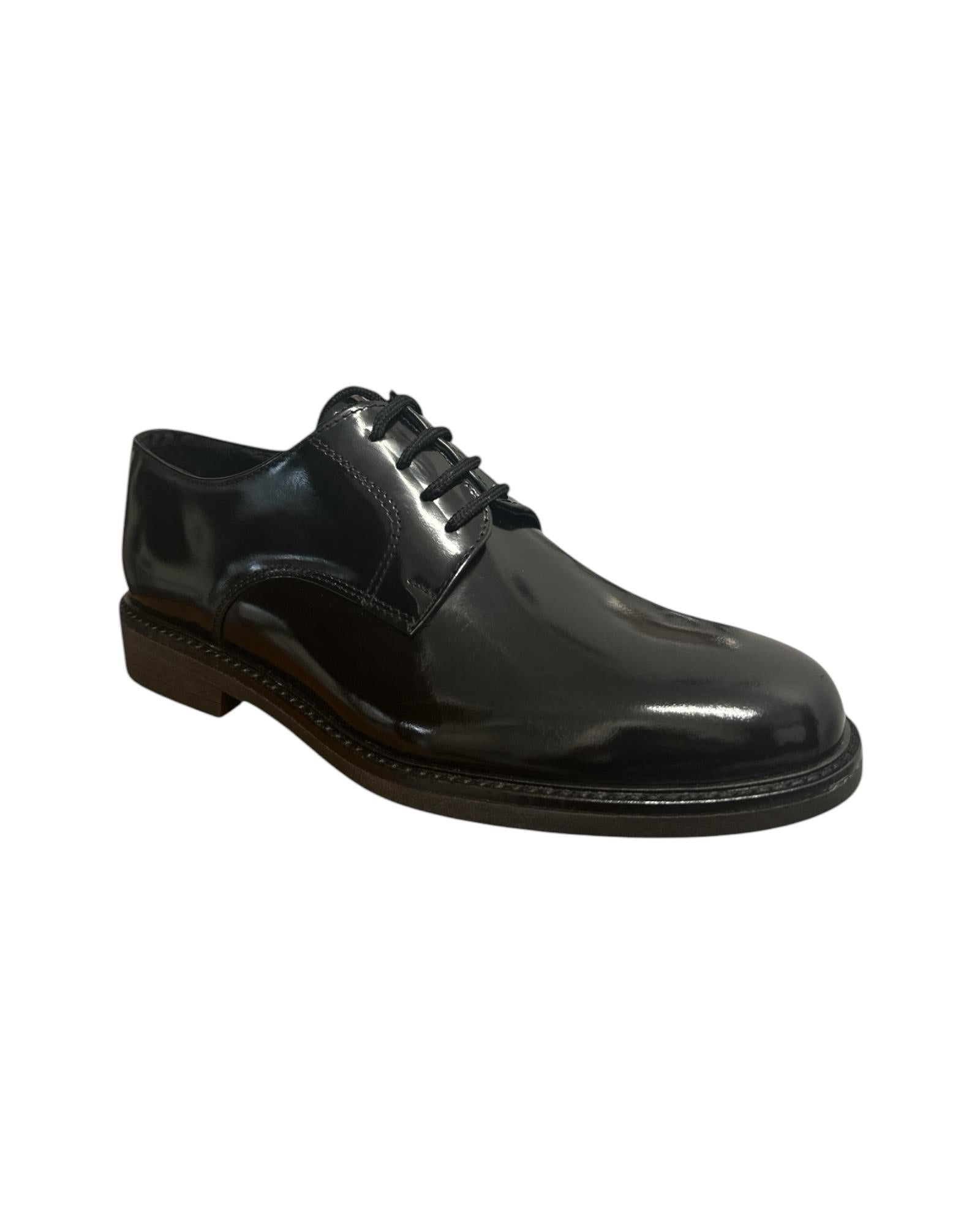 Derby in pelle Nero 720 ABRASIVATO NERO Antico calzaturificio artigiano 