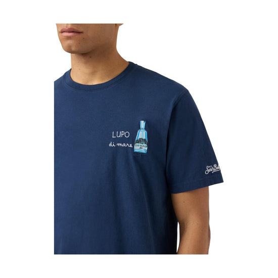 T-shirt Portofino blu con ricamo Lupo Di Mare POT0001 04458L MC2 SAINT BARTH 