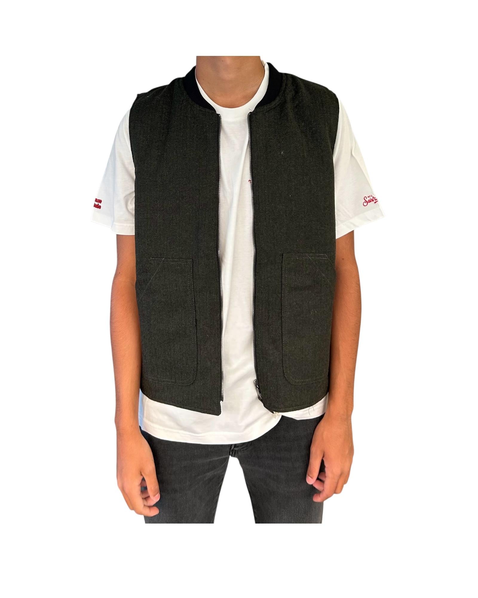 Gilet Martin reverse mixed wool Green MARTIN MWBC06 IMPURE 