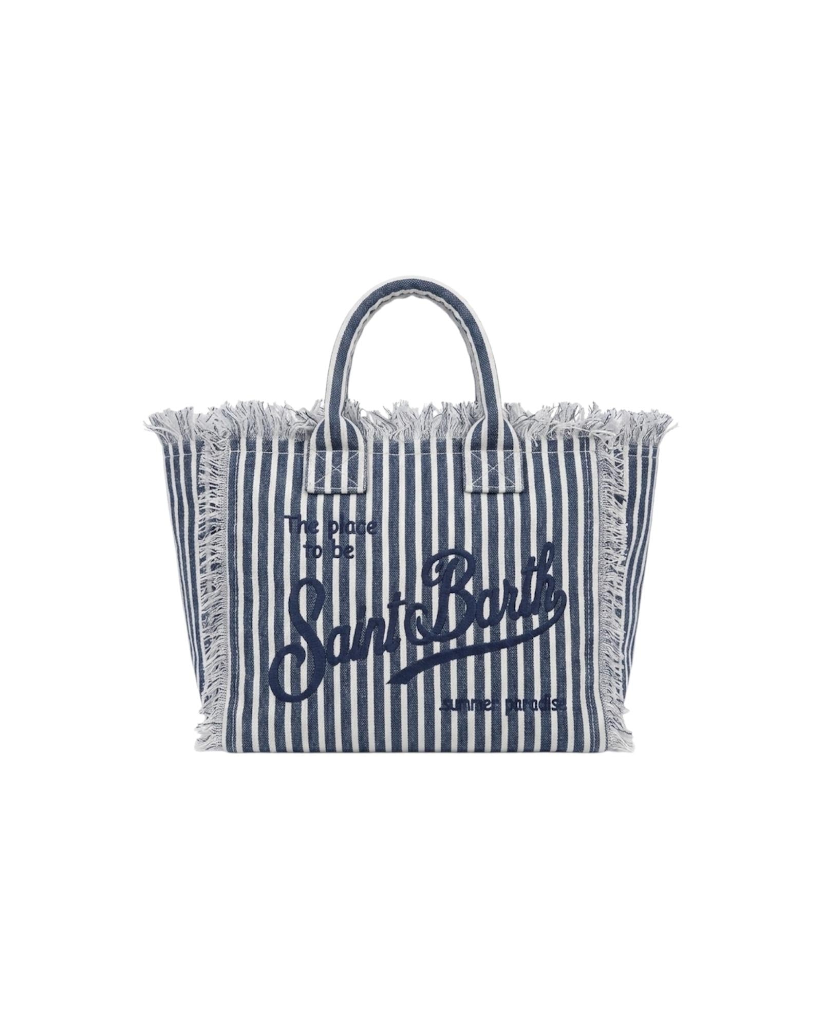 Borsa Colette in lino a righe Bianco blu COL0018 02414L MC2 SAINT BARTH 