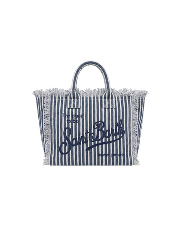 Borsa Colette in lino a righe Bianco blu COL0018 02414L MC2 SAINT BARTH 