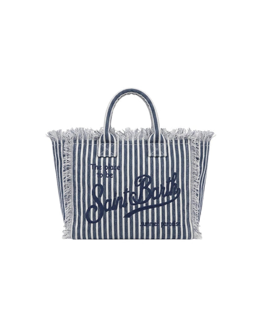 Borsa Colette in lino a righe Bianco blu COL0018 02414L MC2 SAINT BARTH 