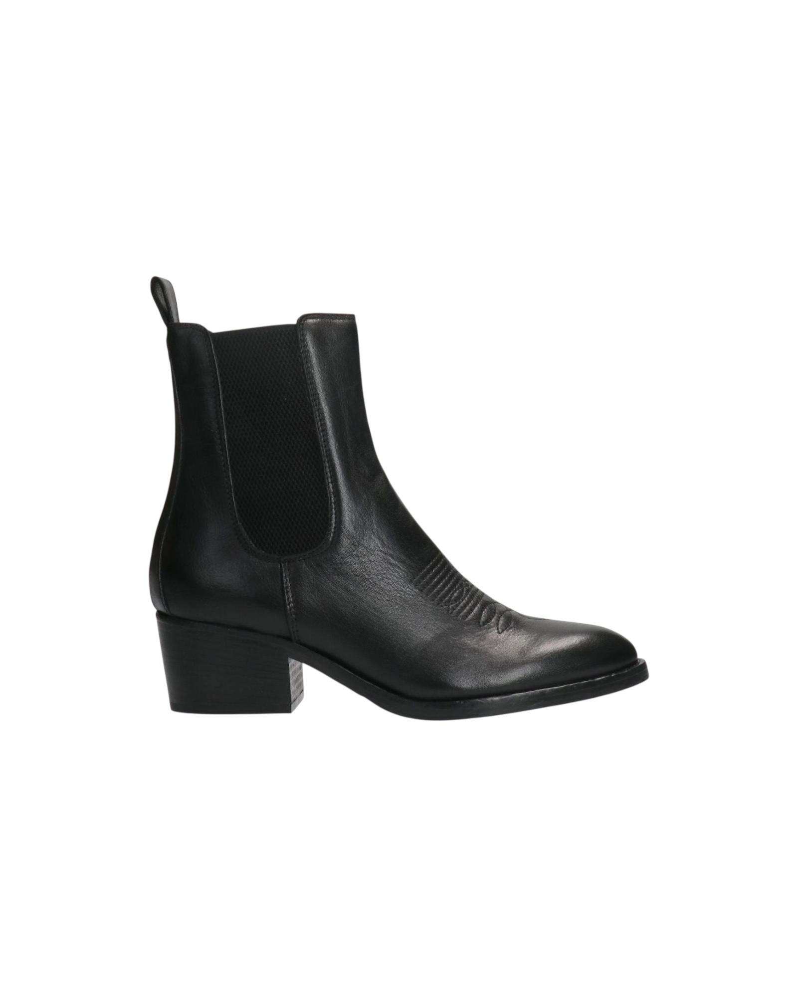 Stivaletto texano in vera pelle Nero TEXANO NERO NERO Duccio del duca 