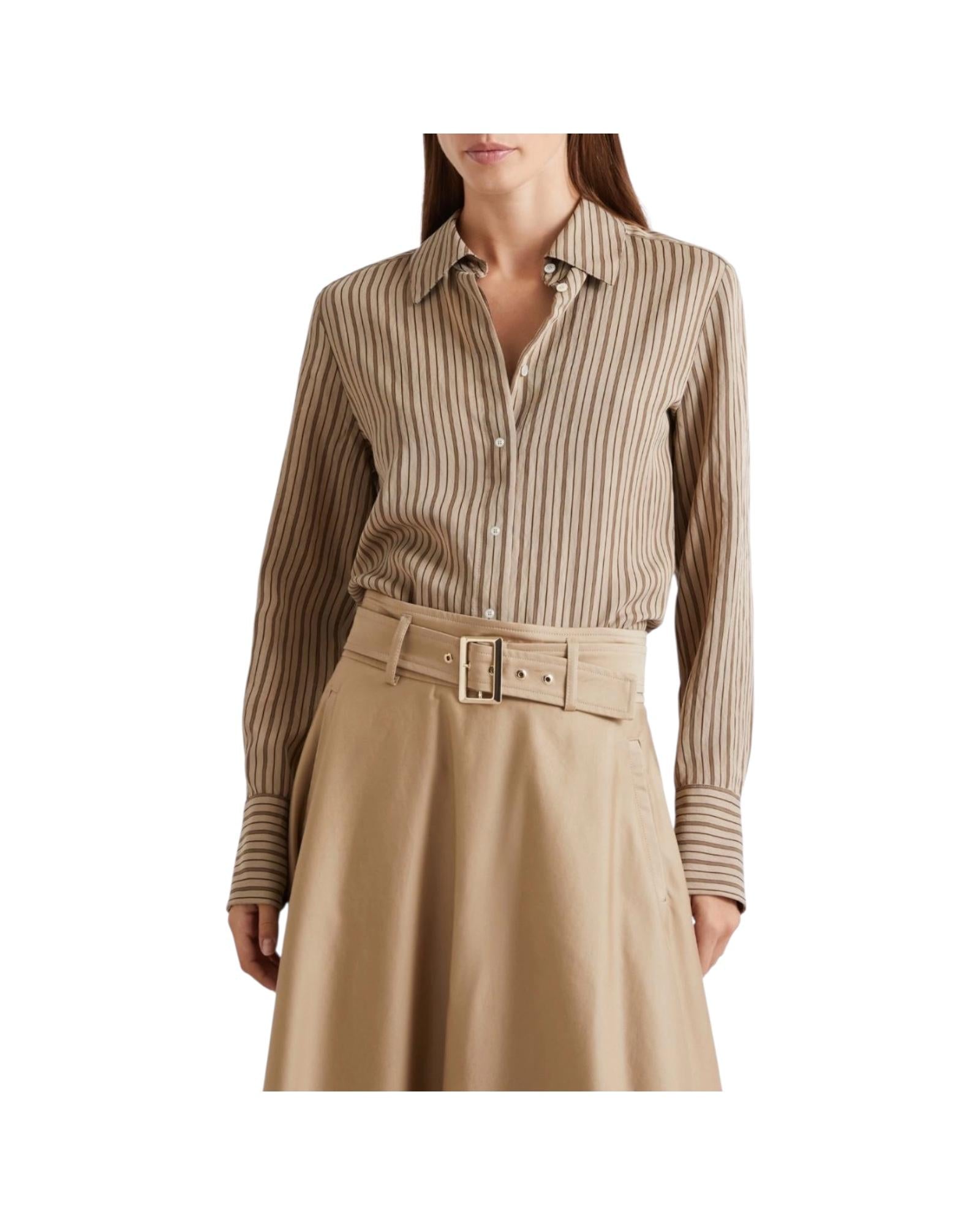 Camicia in viscosa riga Testa di moro FOLK 001 MARELLA 