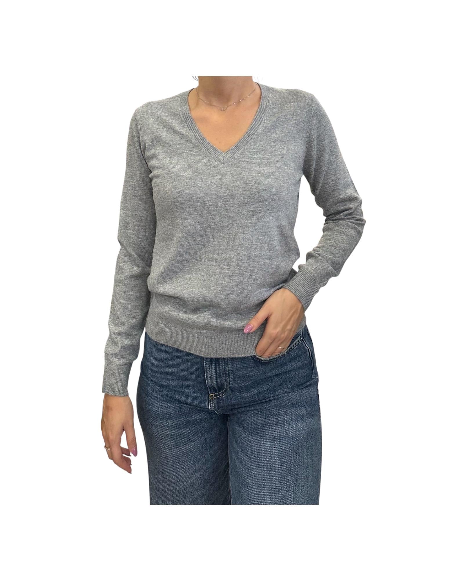 Maglione scollo a V grigio chiaro 97621 040 CAVALIERI MILANO