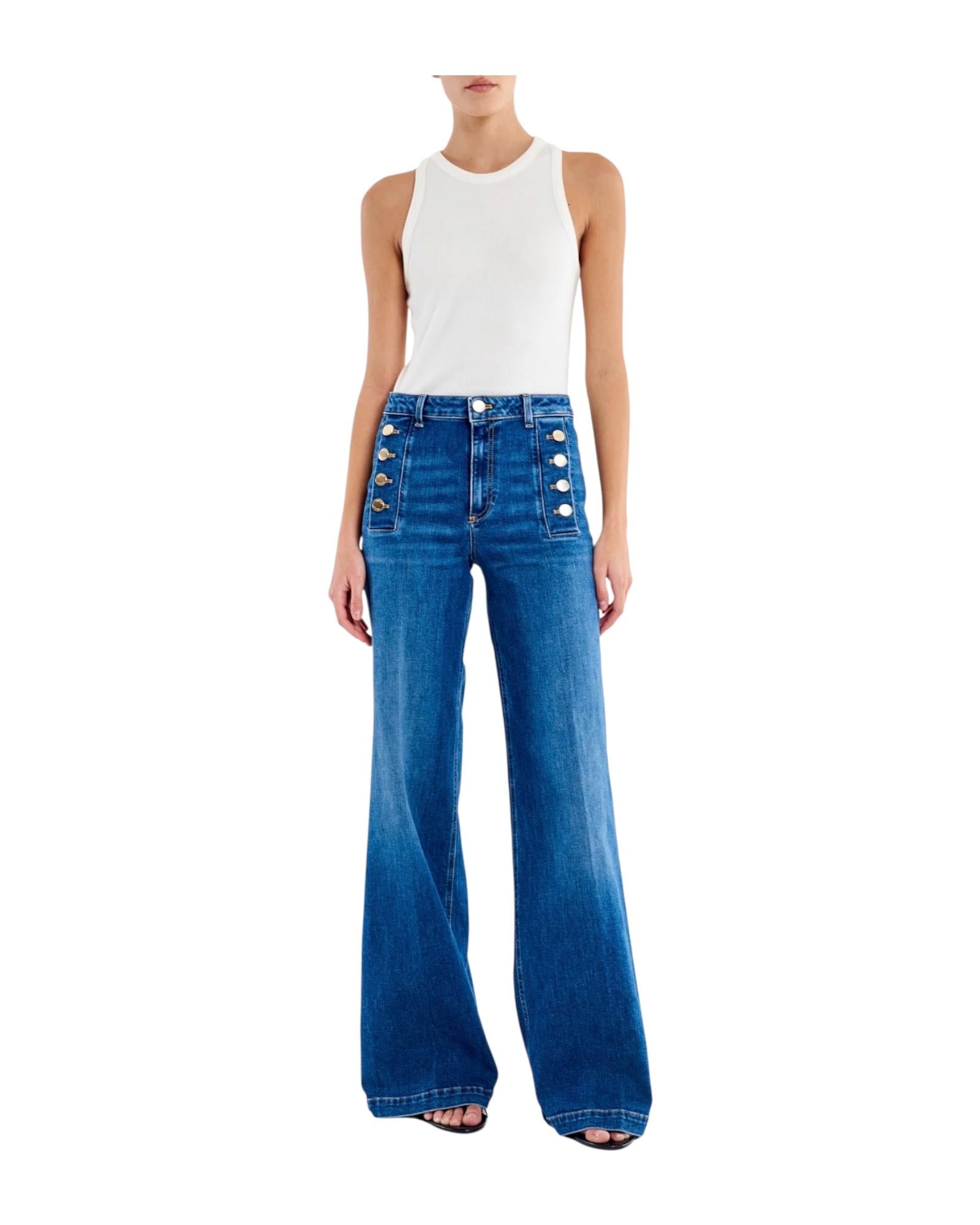 Jeans Giudith con bottoni Denim blu DAB5047 DENIM BLU VICOLO 