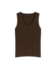 Maglia smanicata in filato di viscosa Marrone
