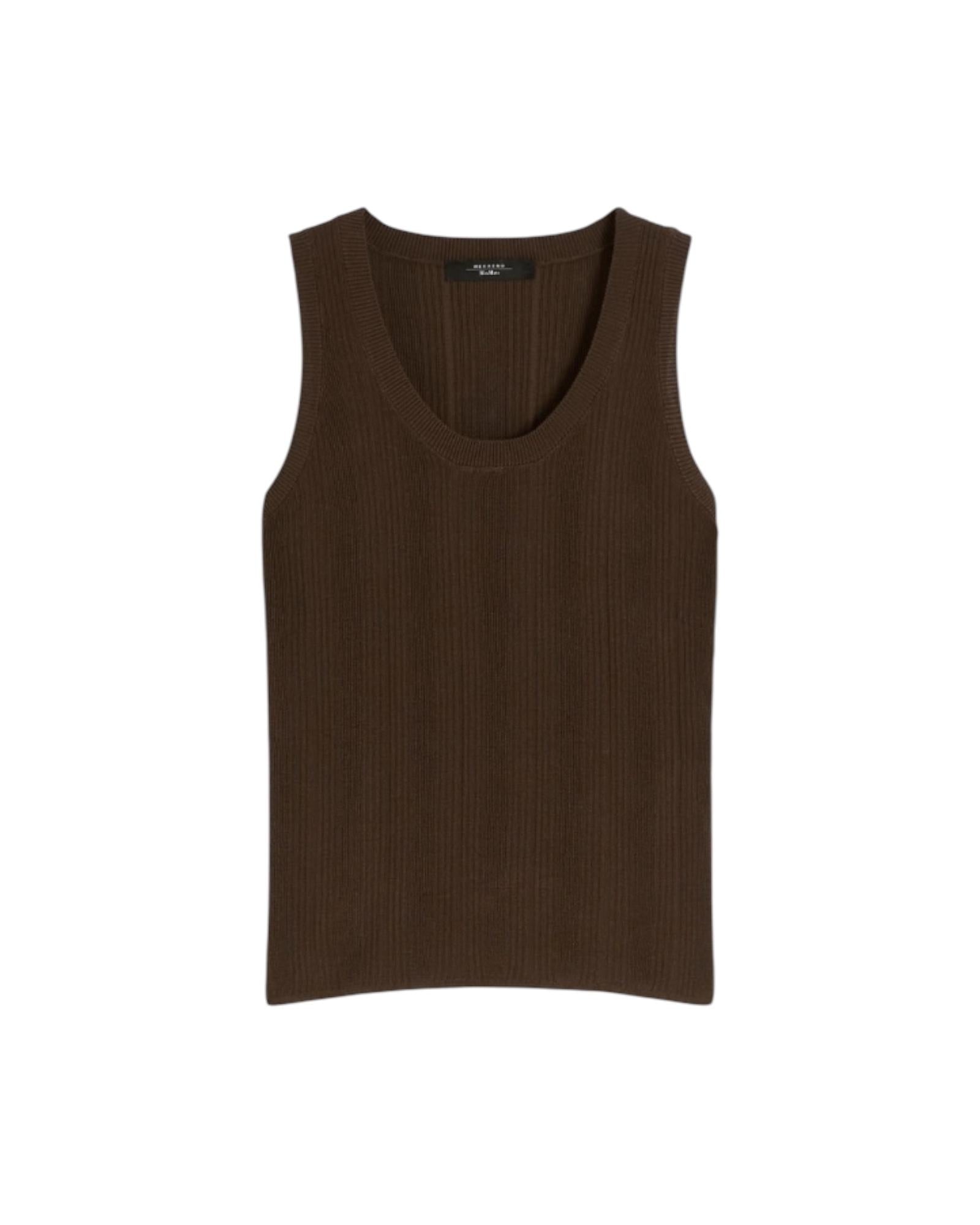 Maglia smanicata in filato di viscosa Marrone COSE 009 MAX MARA WEEKEND 