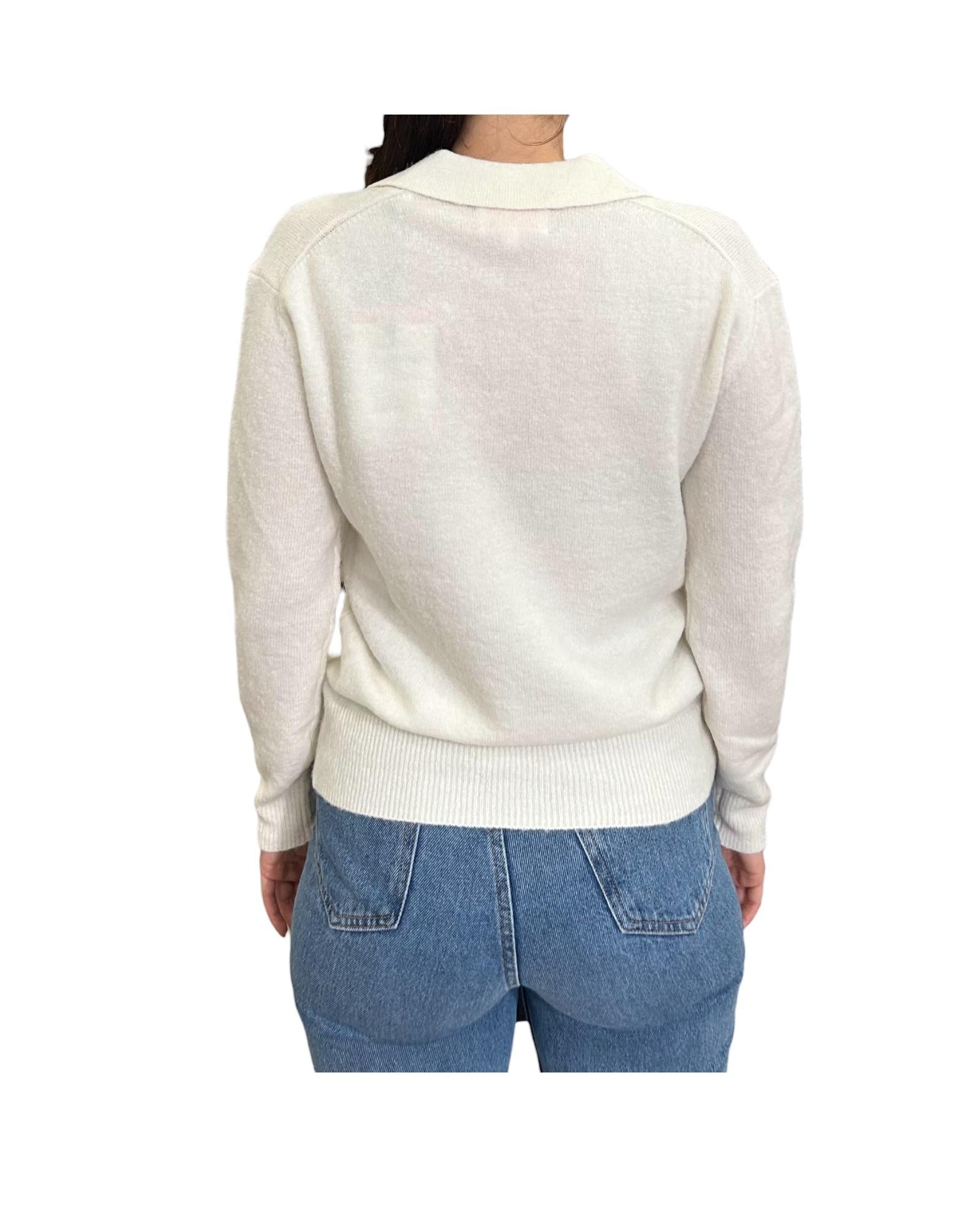 Maglione in alpaca con collo polo Panna EZE0004 00040I MC2 SAINT BARTH 