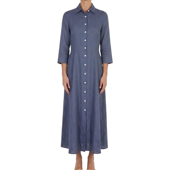 Abito Chemisier lungo in lino Denim D050 VESTITO 22 BASTONCINO 