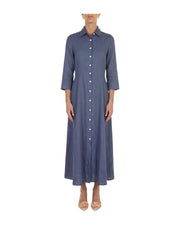 Abito Chemisier lungo in lino Denim