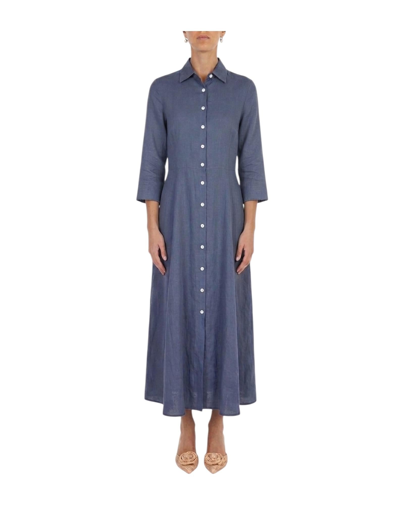 Abito Chemisier lungo in lino Denim D050 VESTITO 22 BASTONCINO 