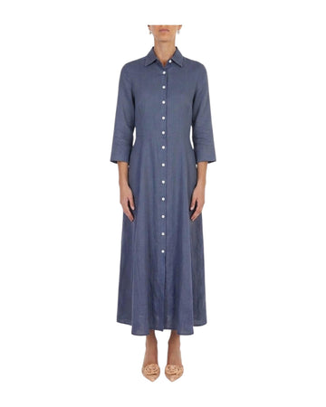 Abito Chemisier lungo in lino Denim D050 VESTITO 22 BASTONCINO 