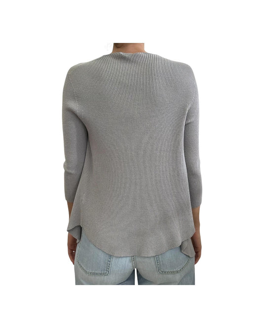 Maglia senza colletto con maiche a 3/4, grigio perla.Slim fit 22032D PERLA VICOLO 