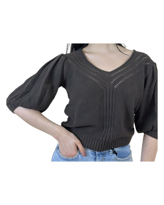 Maglia scollo V testa di moro