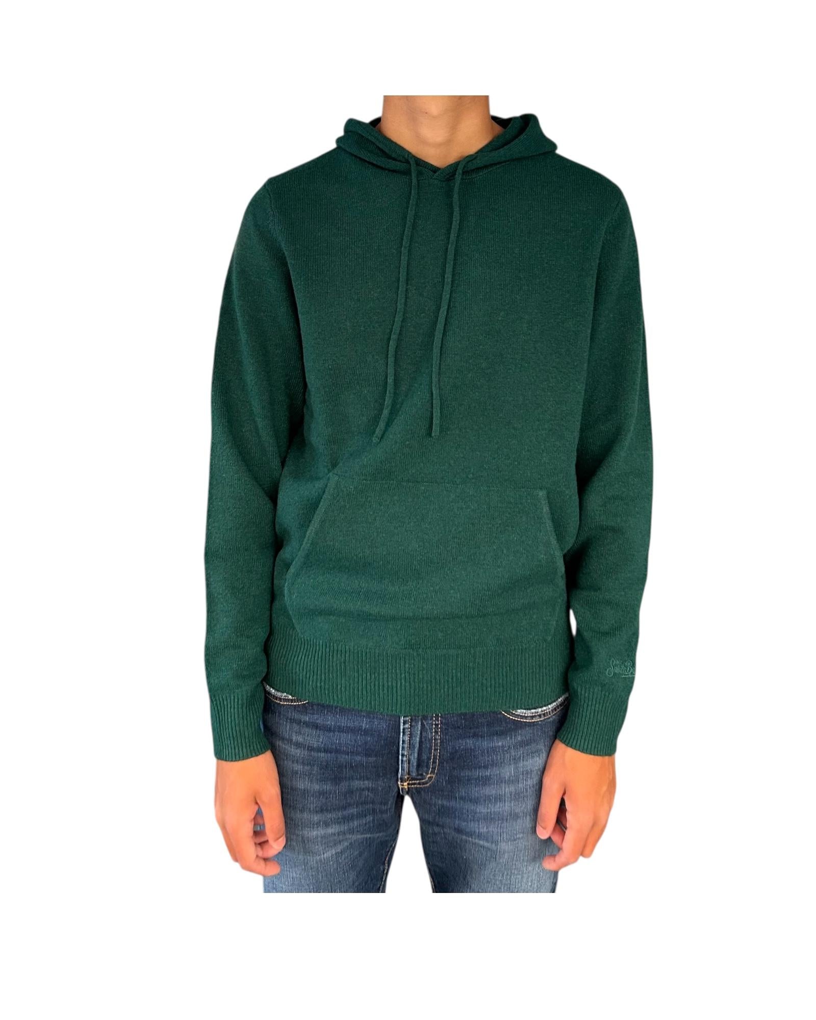 Maglione con cappuccio in lambswool British Green MAH0002 00026I MC2 SAINT BARTH 