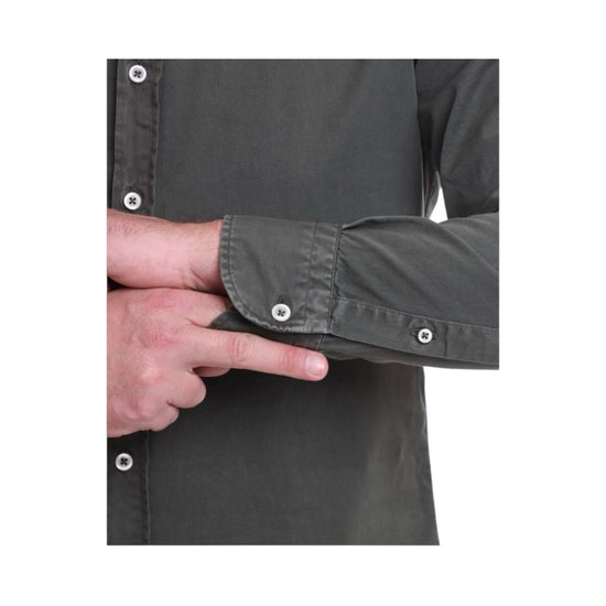 Camicia uomo in cotone Verde militare B1379 9 BASTONCINO 