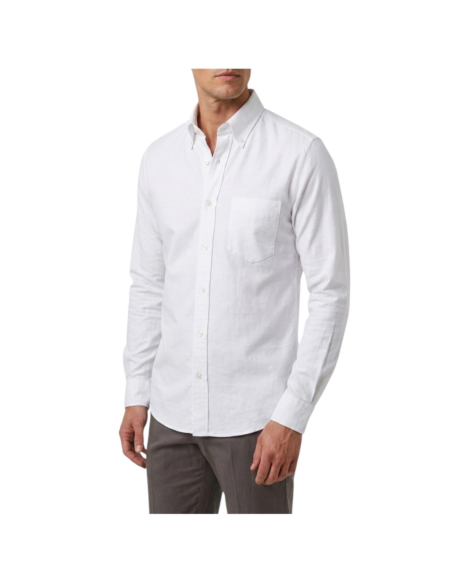 Camicia Uomo in cotone Bianco B4748 1 BASTONCINO 
