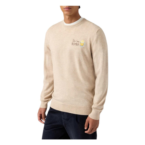 Maglione girocollo con ricamo Sto na bomba HER0024 03499I MC2 SAINT BARTH 