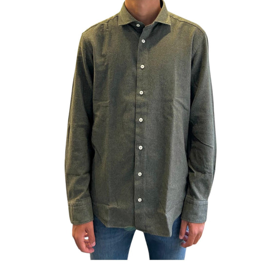 Camicia uomo in flanella Verde B2338 11 BASTONCINO 