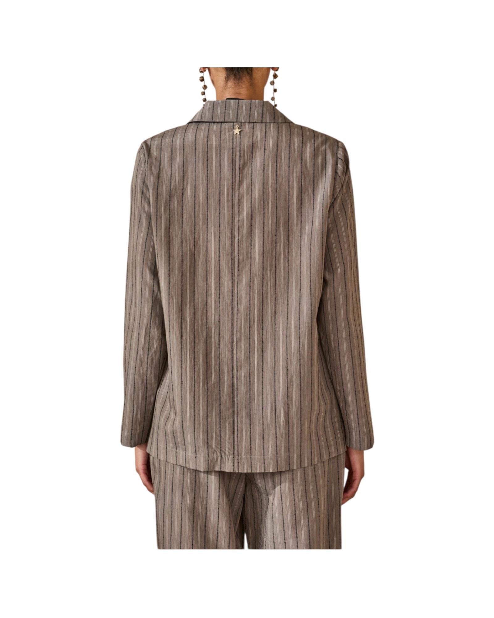 Giacca gessata doppiopetto S39M0365 GRIGIO SOUVENIR 