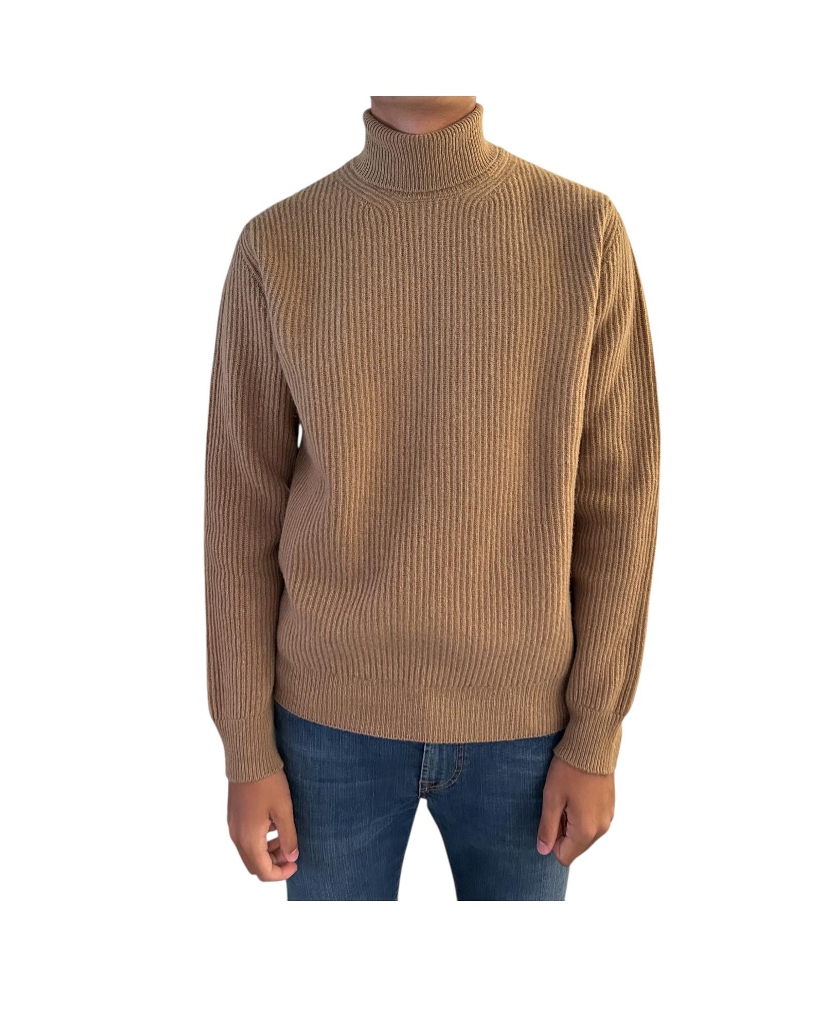 Maglione a costa inglese Cammello 6144 0210 +39MAsq