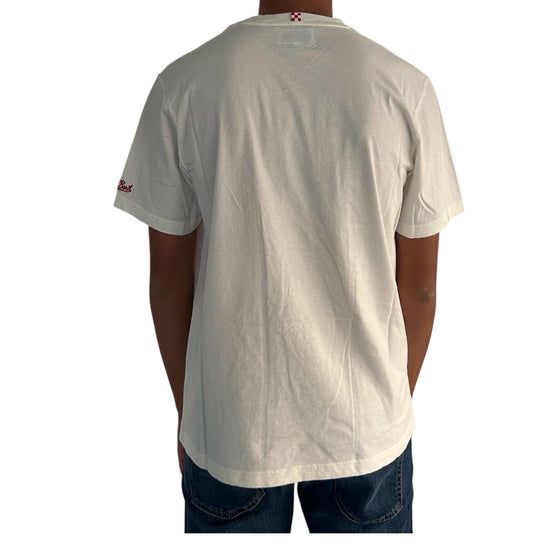 T-Shirt in cotone bianco con ricamo Chalet & vin brulè ARN0004 03252I MC2 SAINT BARTH 