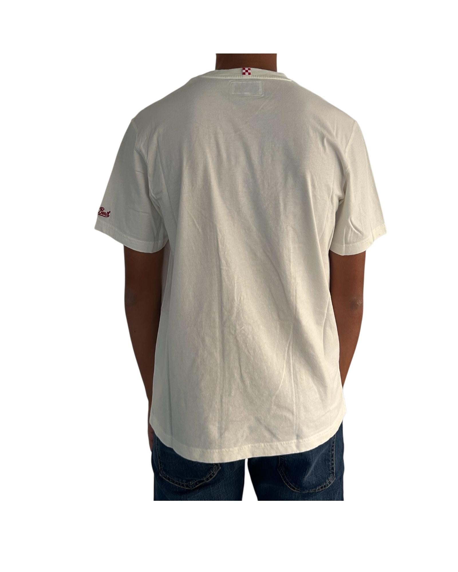 T-Shirt in cotone bianco con ricamo Chalet & vin brulè ARN0004 03252I MC2 SAINT BARTH 