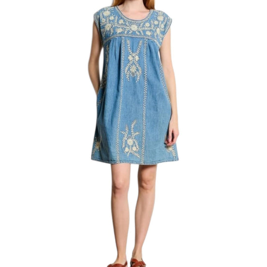 Vestito corto Sylvie in denim ricamato SYLVIE BLUE HAZE MAISON HOTEL 