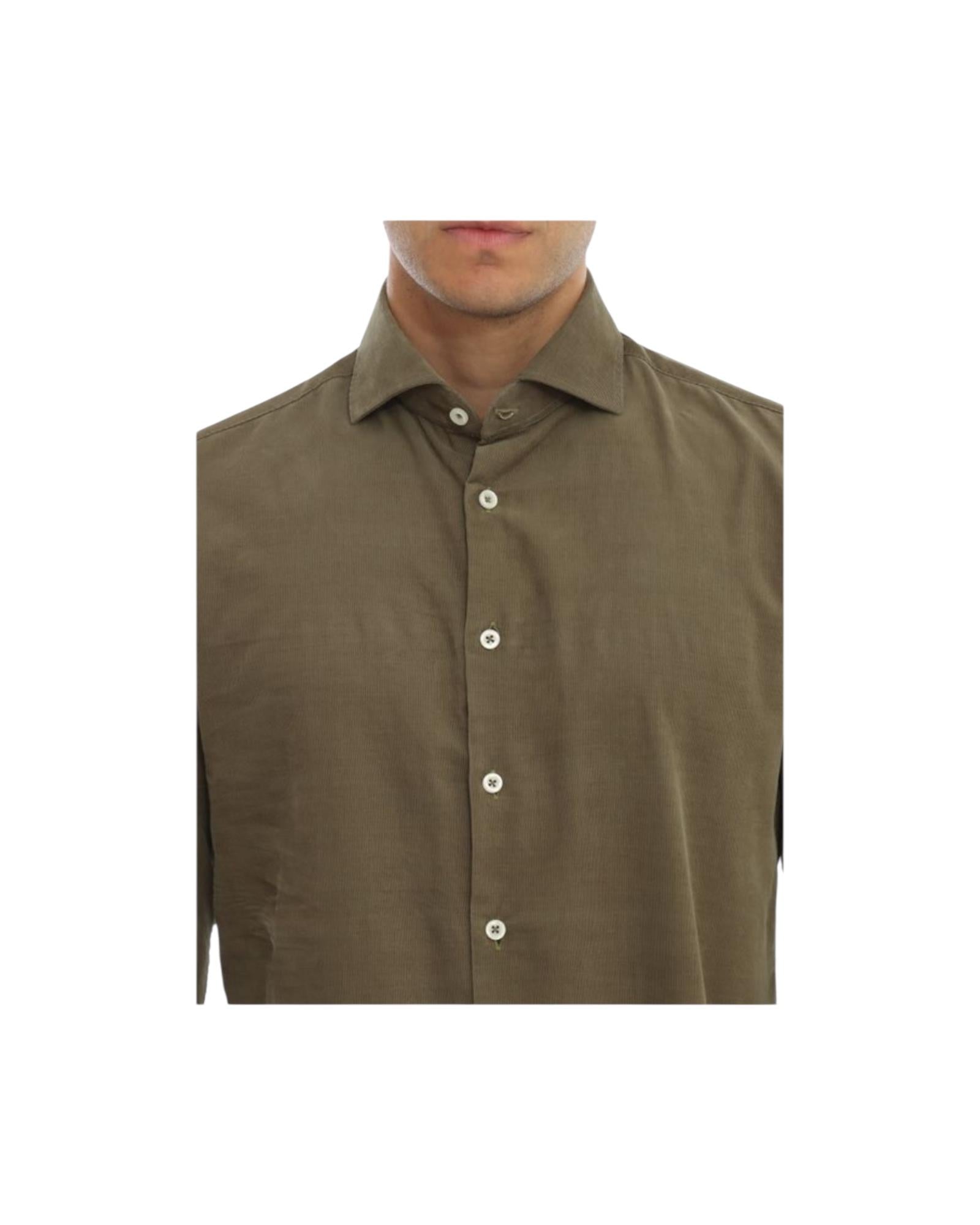 Camicia uomo velluto mille righe Verde B1683 5 BASTONCINO 