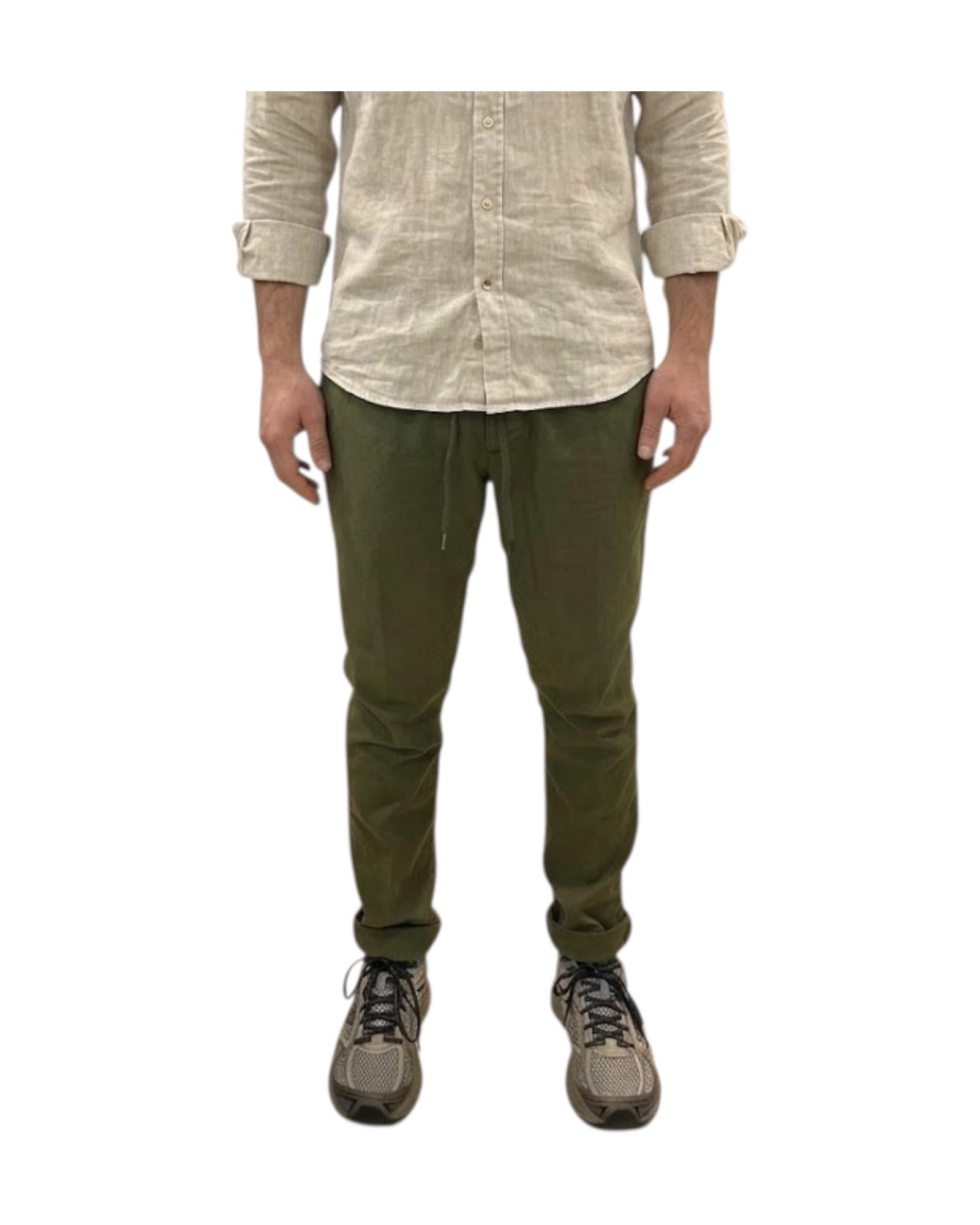 Pantalone Bristol misto lino Military 019 BRISTOL MISTO LINO OLD MILITARY GREEN MODFITTERS 
