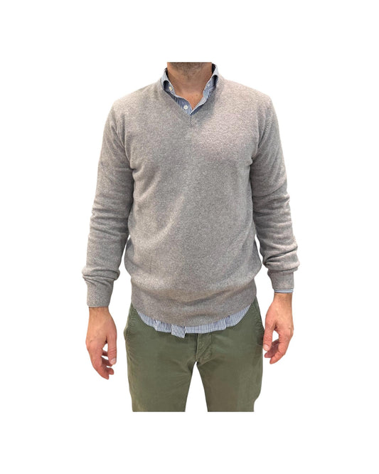Maglione scollo a V Grigio 15056 114 RETOIS 